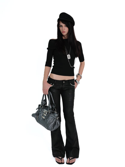 SIV Low Rise Waxed Slim-fit Jeans